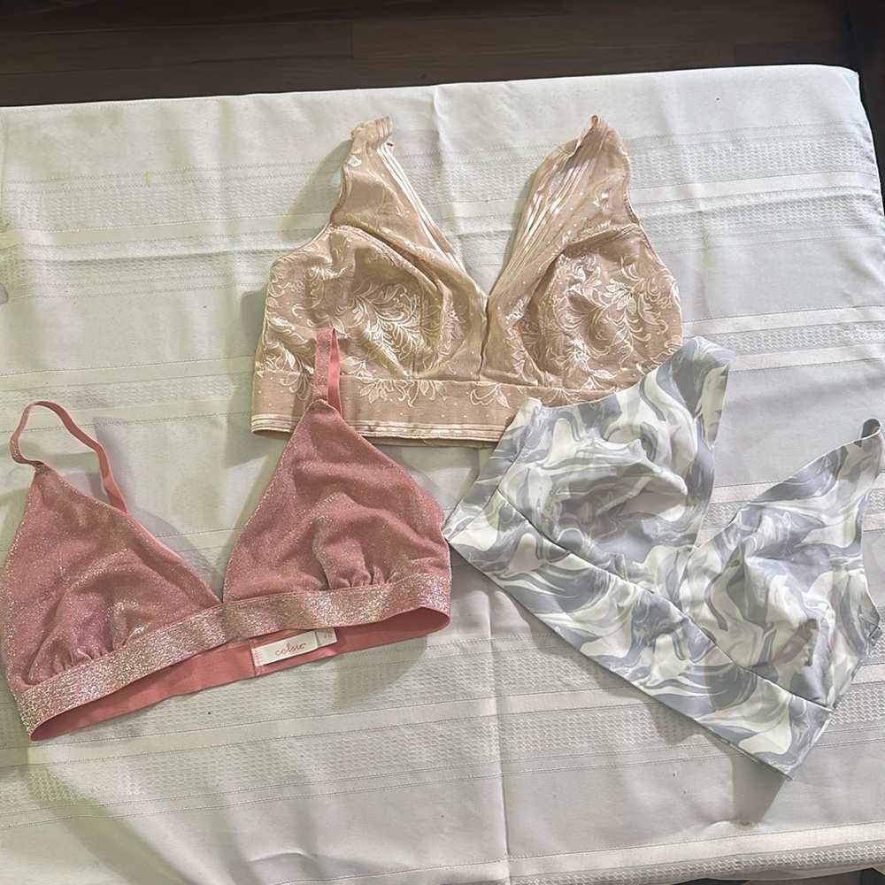 (3) Bralettes. XL/38. Sell as 1